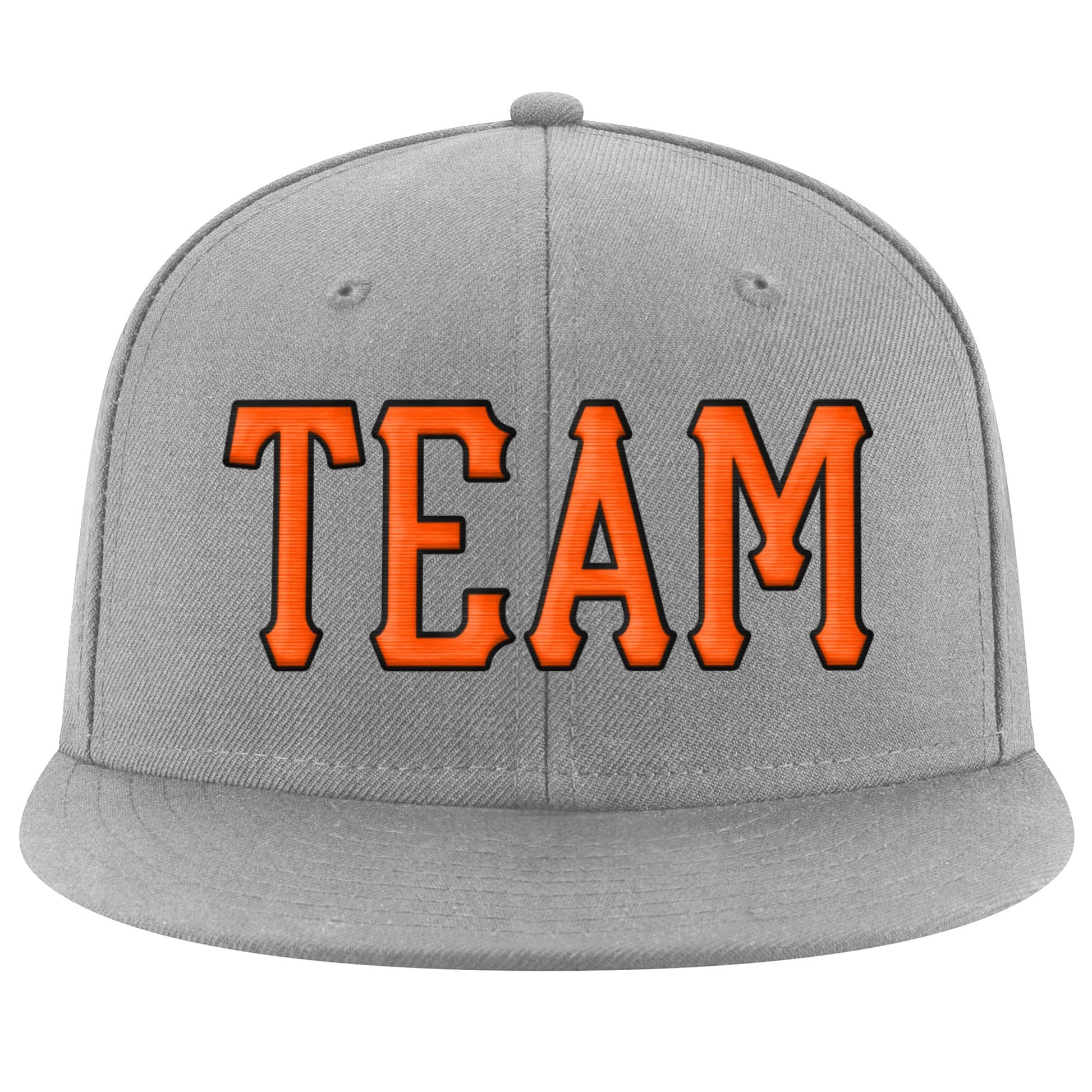 Custom Gray Orange-Black Stitched Adjustable Snapback Hat view 2