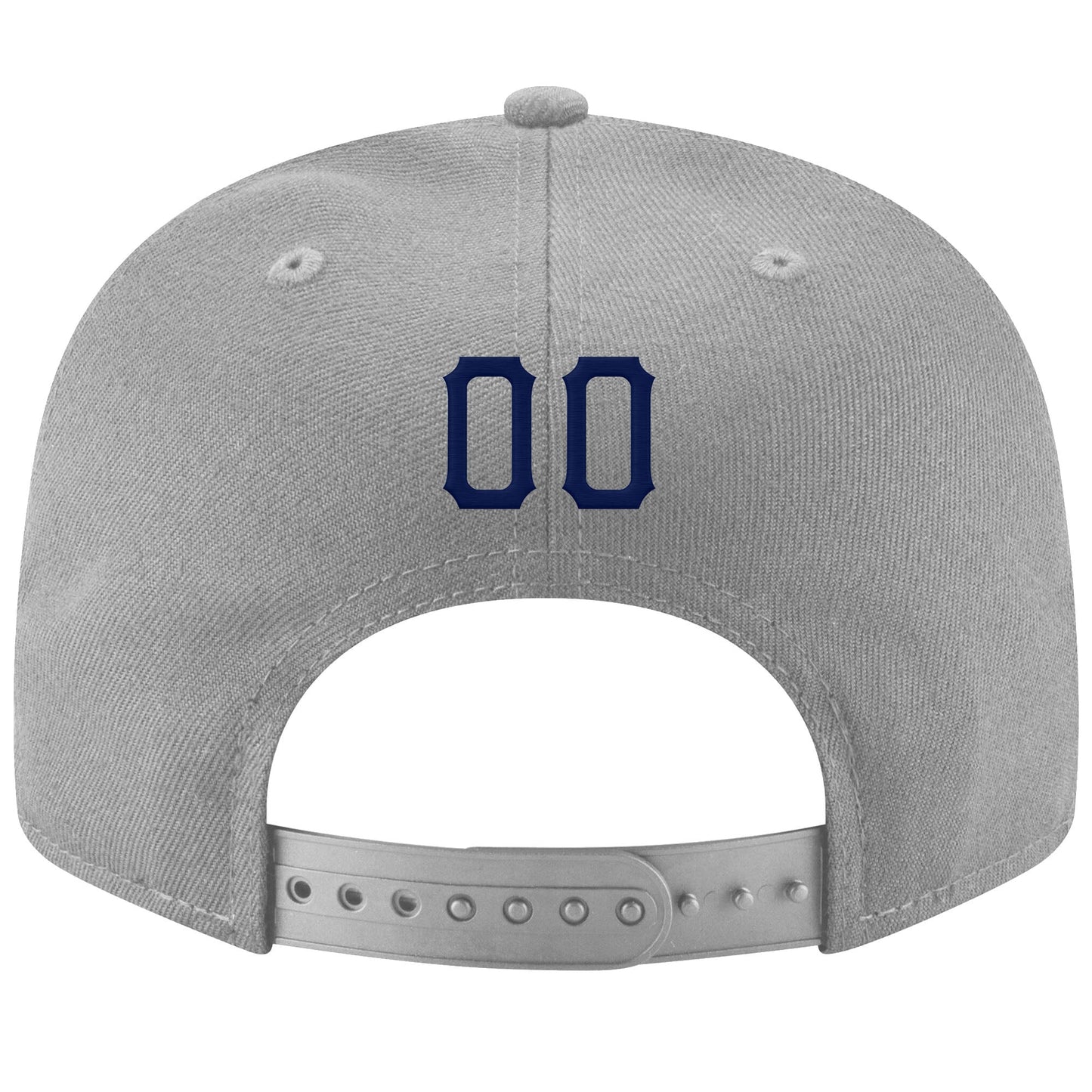 Custom Gray Navy-Red Stitched Adjustable Snapback Hat view 3
