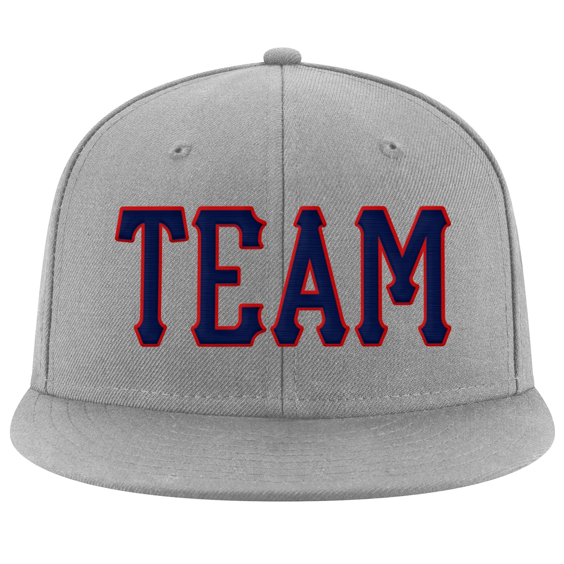 Custom Gray Navy-Red Stitched Adjustable Snapback Hat view 2