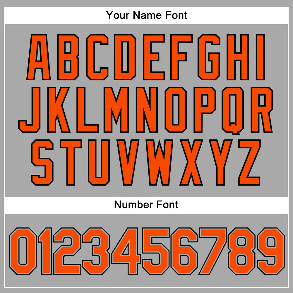 Custom Gray Black Pinstripe Orange-Black Authentic Baseball Jersey view 5