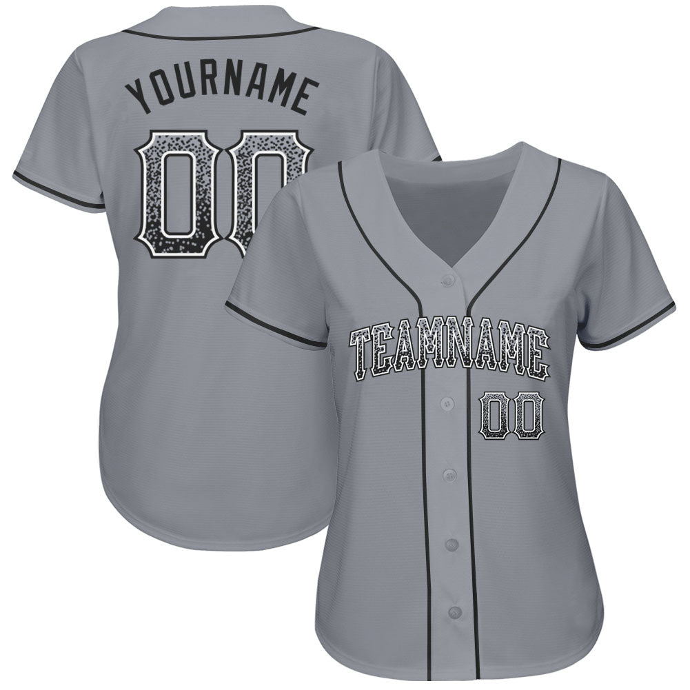 Custom Gray Black-White Authentic Drift Fashion Baseball Jersey view 2