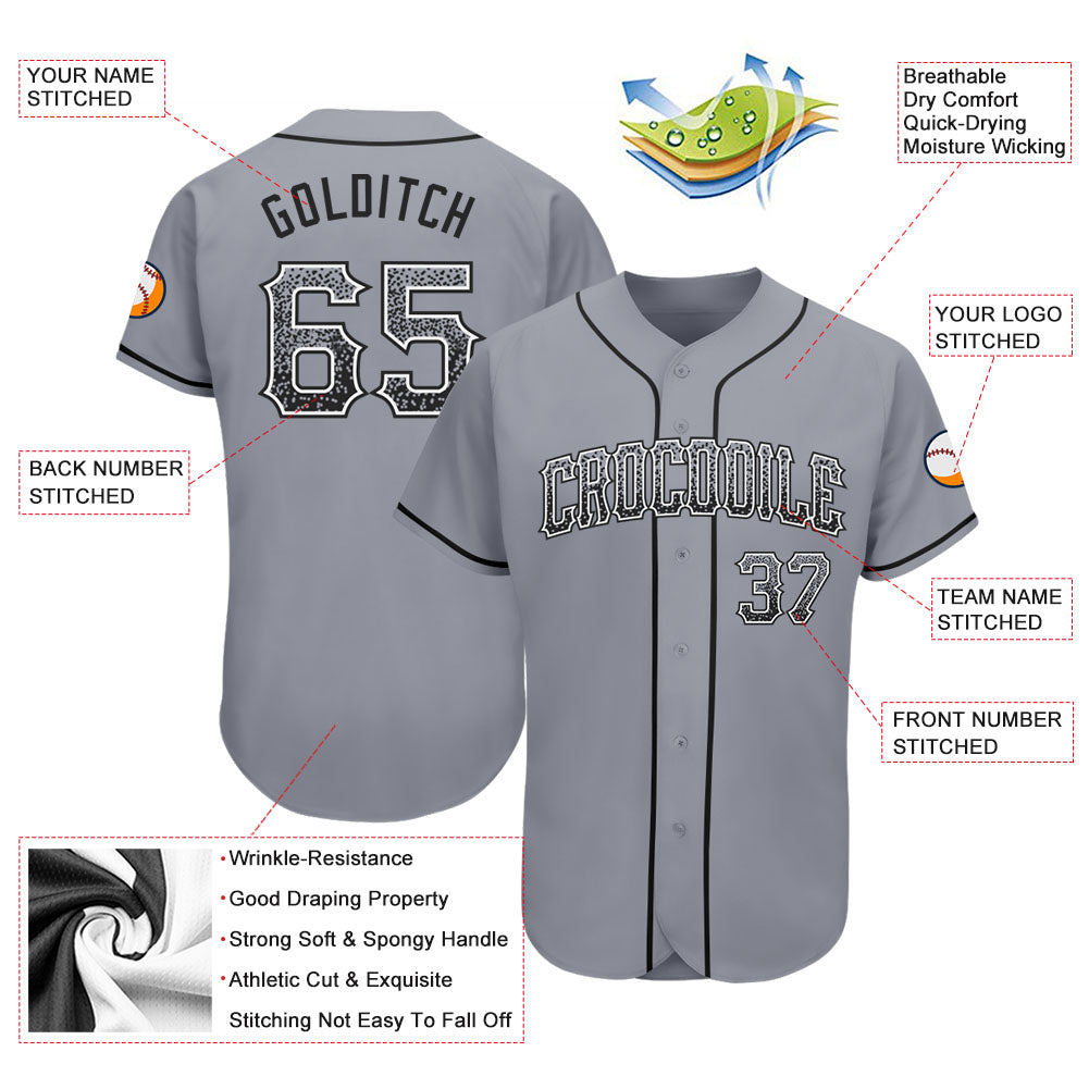 Custom Gray Black-White Authentic Drift Fashion Baseball Jersey view 3