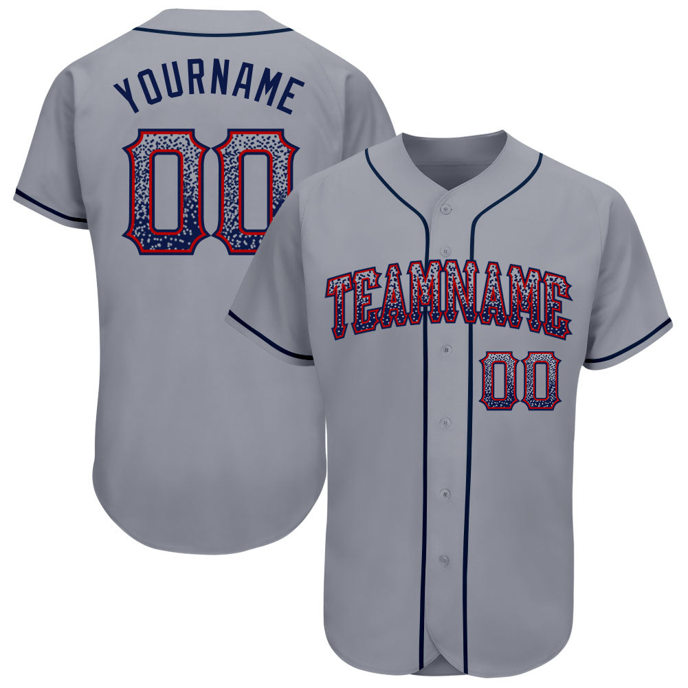 Custom Gray Navy-Red Authentic Drift Fashion Baseball Jersey - Main View