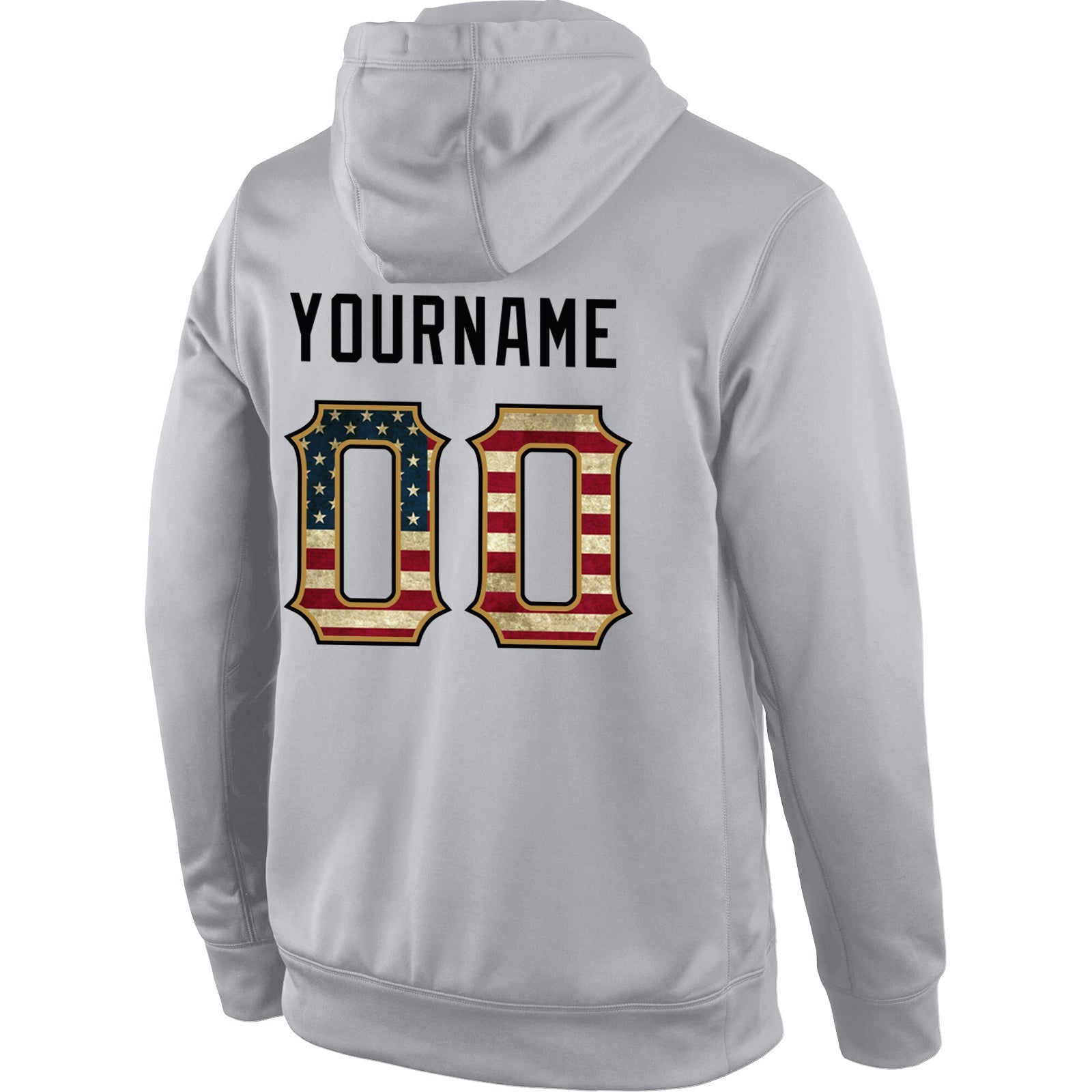 Custom Stitched Gray Vintage USA Flag-Old Gold Sports Pullover Sweatshirt Hoodie view 3