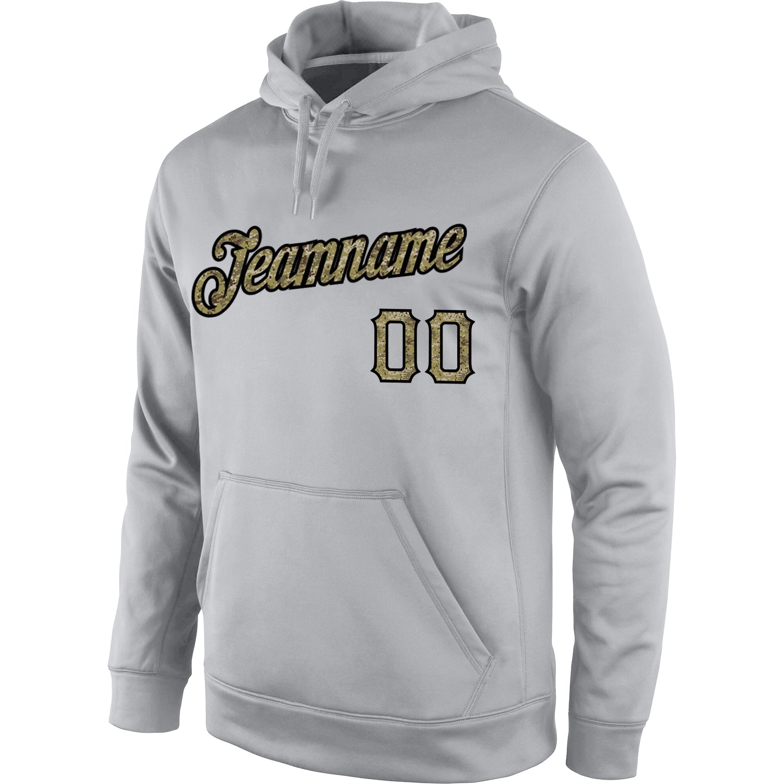 Custom Stitched Gray Camo-Black Sports Pullover Sweatshirt Hoodie view 2