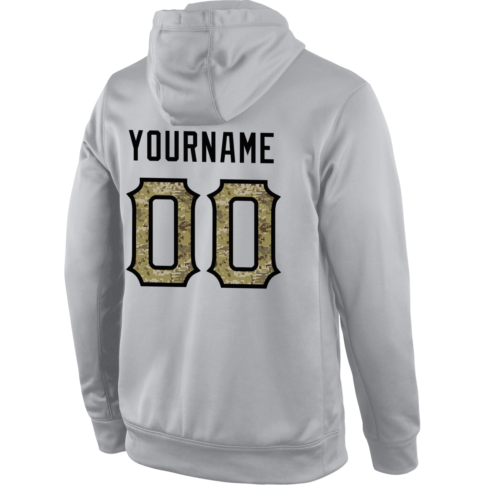 Custom Stitched Gray Camo-Black Sports Pullover Sweatshirt Hoodie view 3