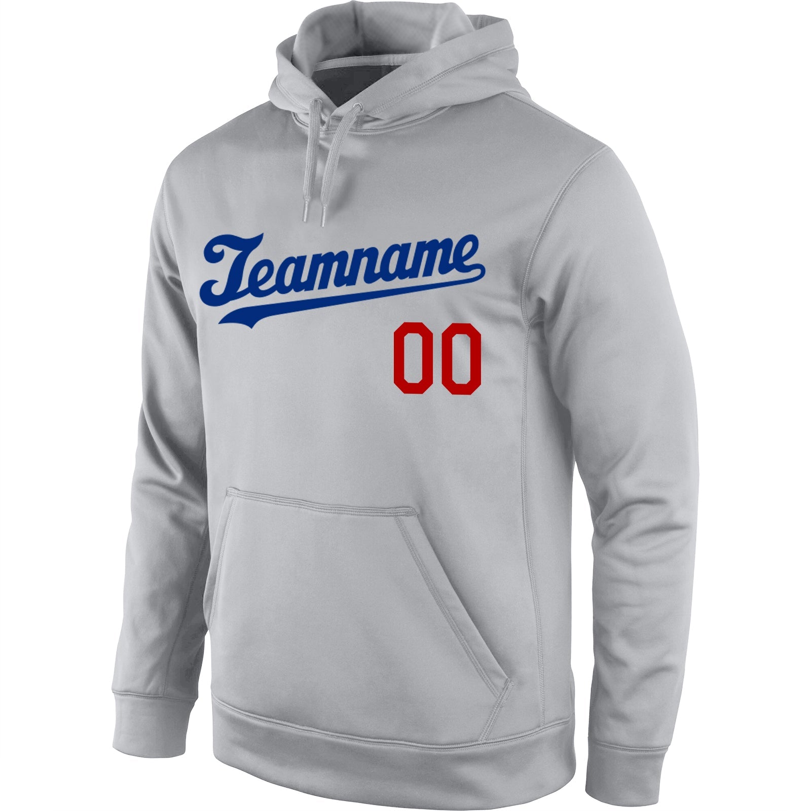Custom Stitched Gray Royal-Red Sports Pullover Sweatshirt Hoodie view 2