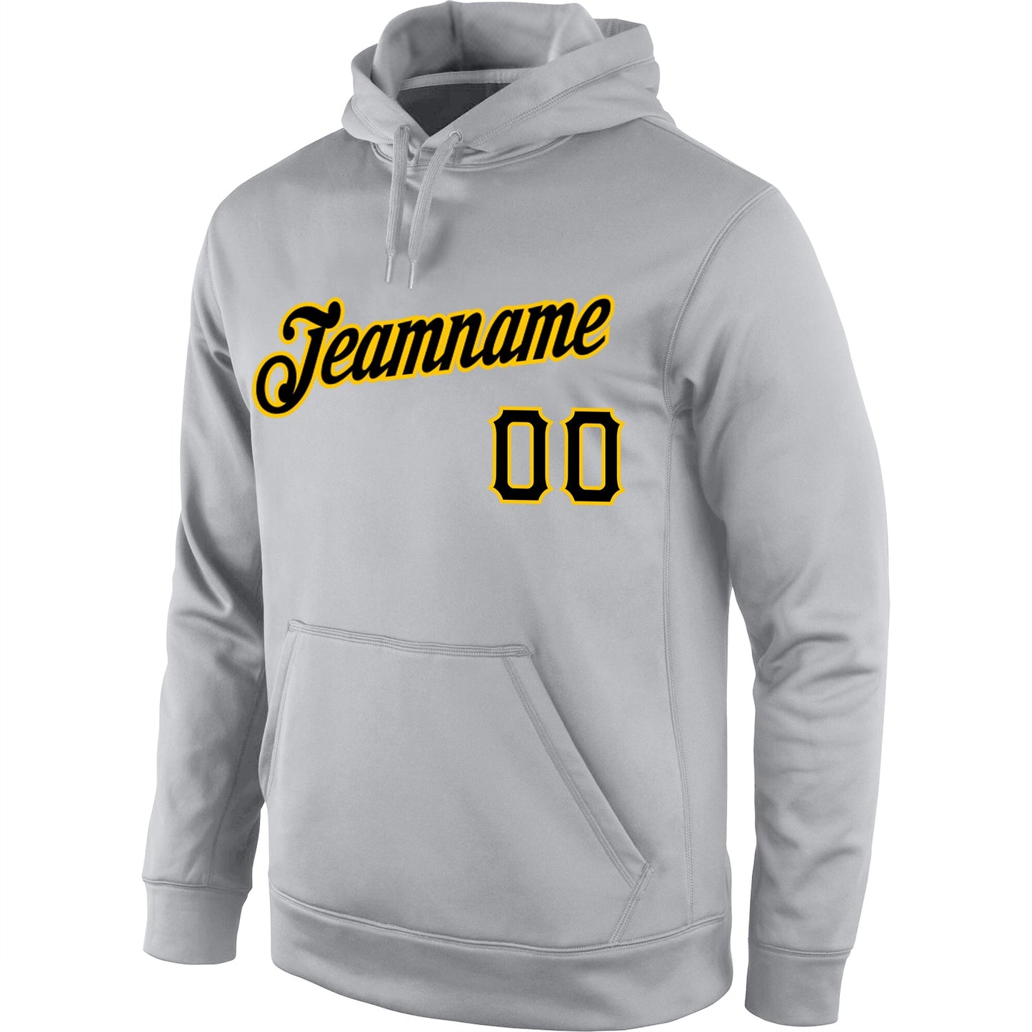 Custom Stitched Gray Black-Gold Sports Pullover Sweatshirt Hoodie view 2