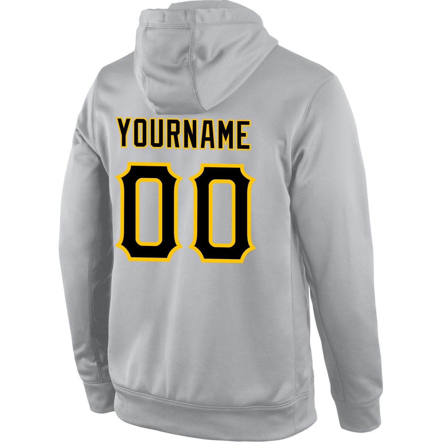 Custom Stitched Gray Black-Gold Sports Pullover Sweatshirt Hoodie view 3