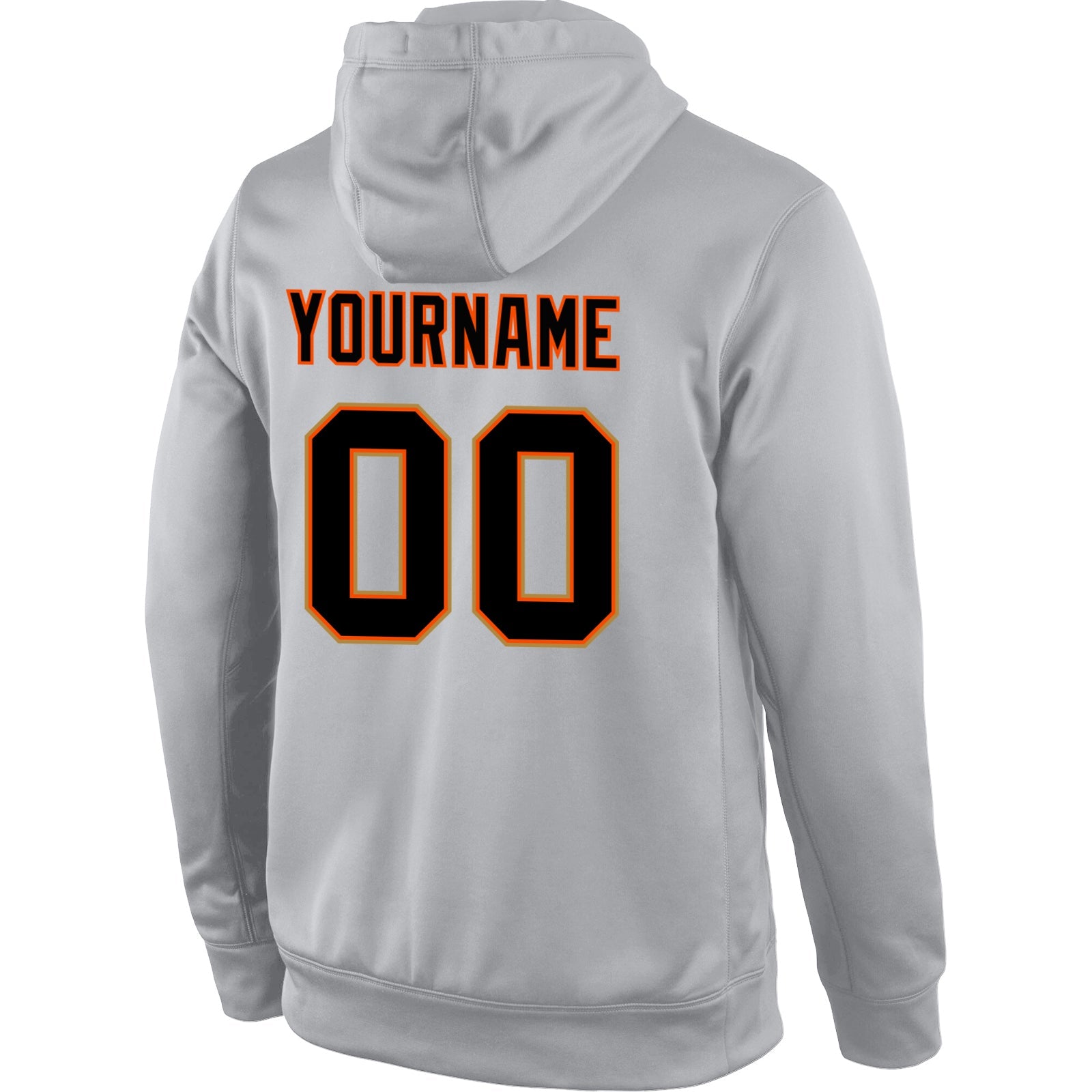 Custom Stitched Gray Black-Orange Sports Pullover Sweatshirt Hoodie view 3