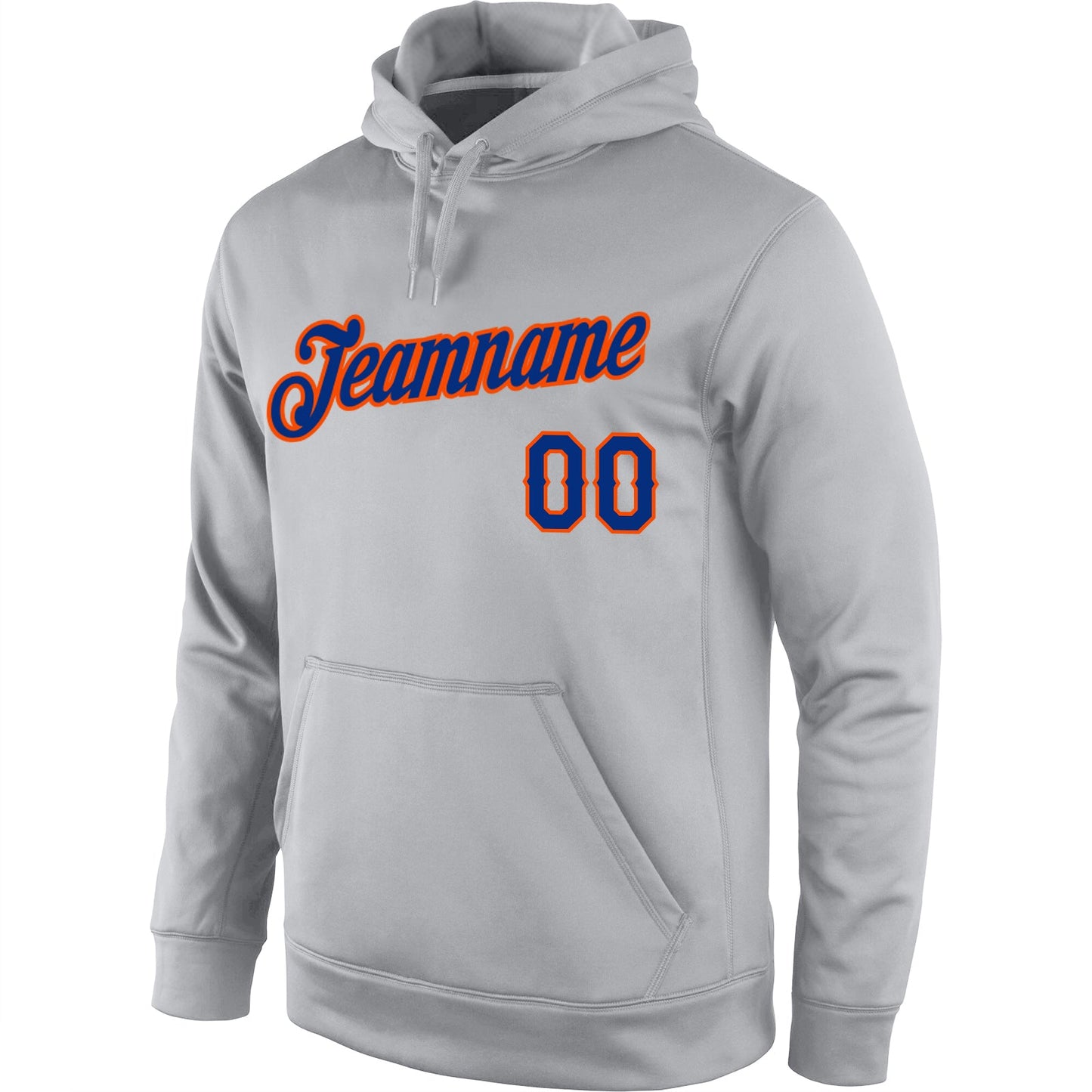 Custom Stitched Gray Royal-Orange Sports Pullover Sweatshirt Hoodie view 2