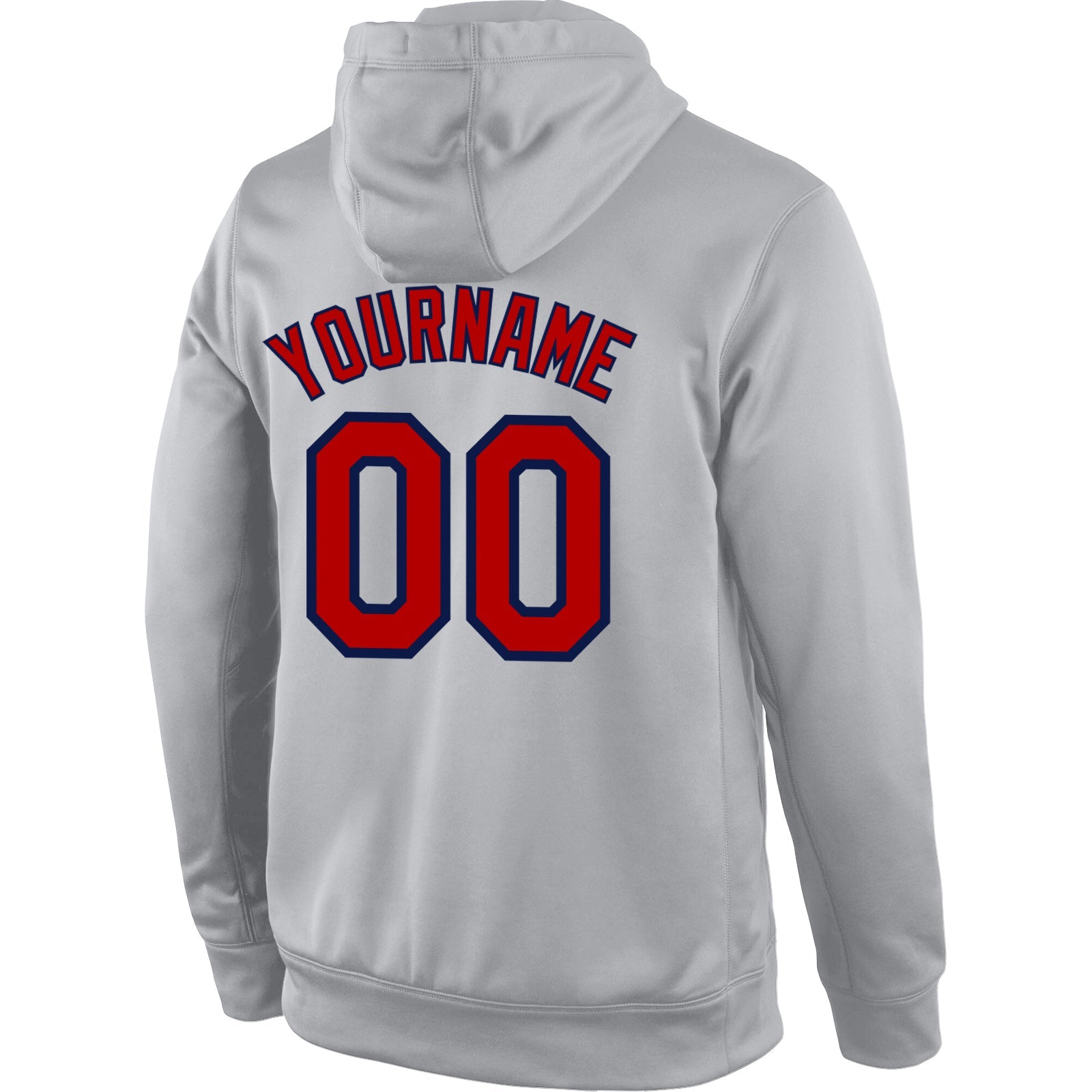 Custom Stitched Gray Red-Navy Sports Pullover Sweatshirt Hoodie view 3
