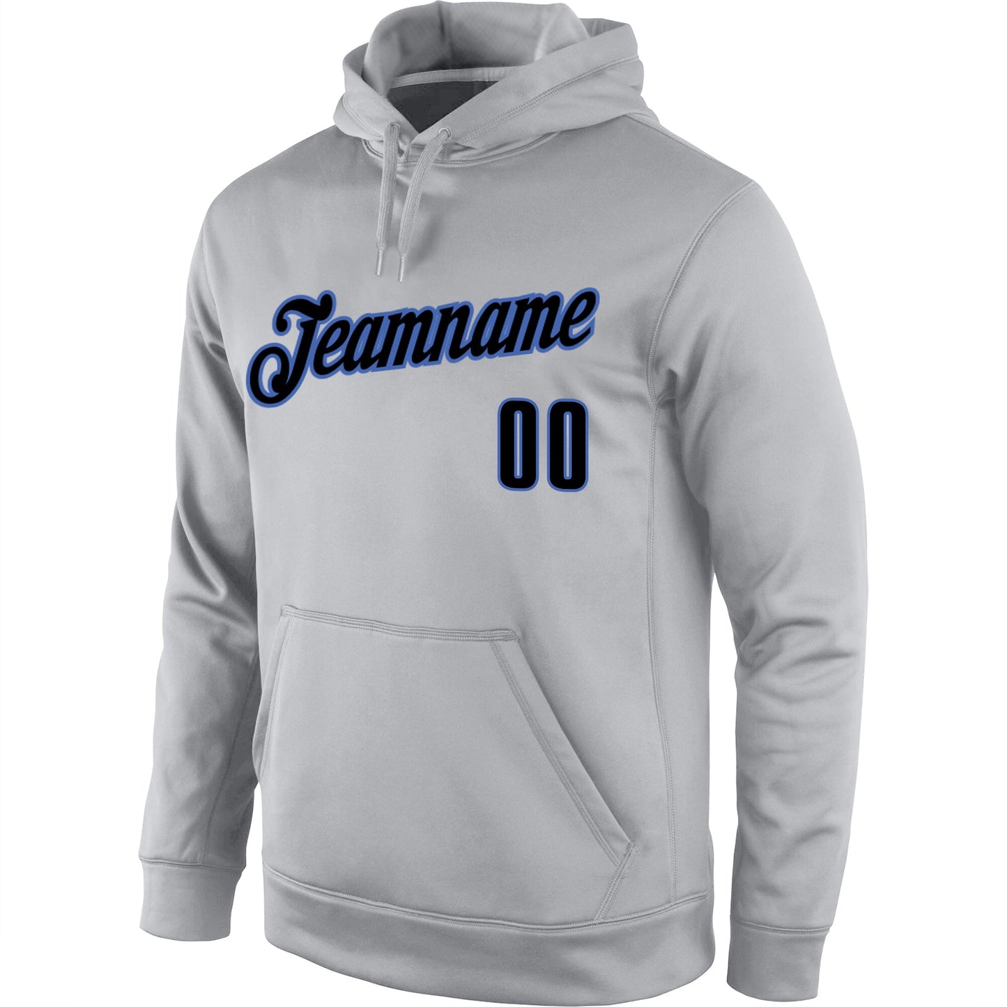 Custom Stitched Gray Black-Blue Sports Pullover Sweatshirt Hoodie view 2