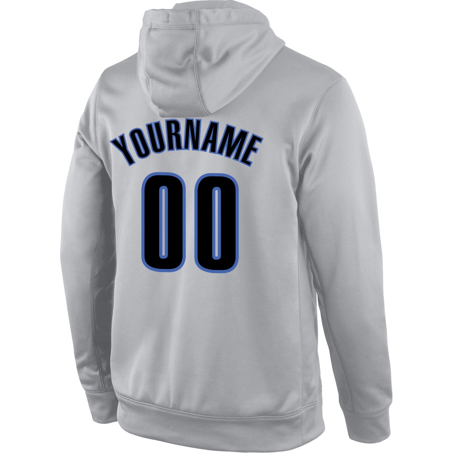 Custom Stitched Gray Black-Blue Sports Pullover Sweatshirt Hoodie view 3