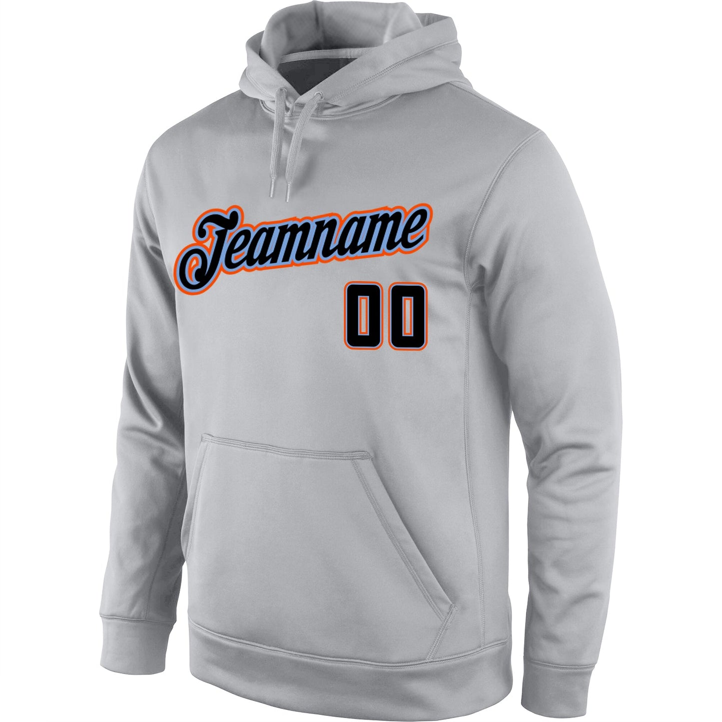 Custom Stitched Gray Black-Orange Sports Pullover Sweatshirt Hoodie view 2