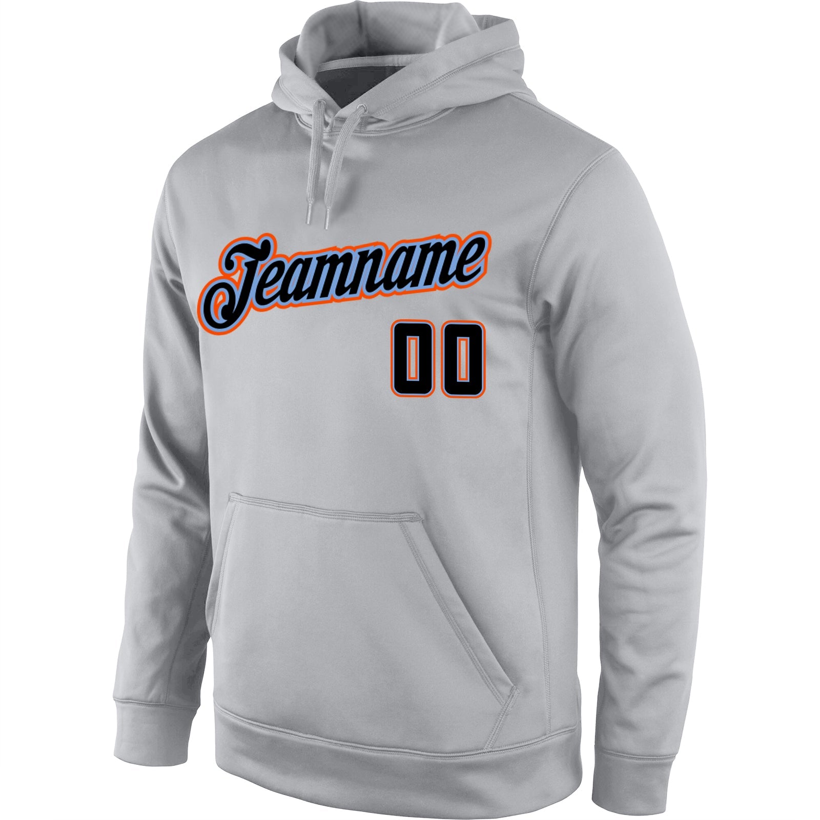 Custom Stitched Gray Black-Orange Sports Pullover Sweatshirt Hoodie view 2