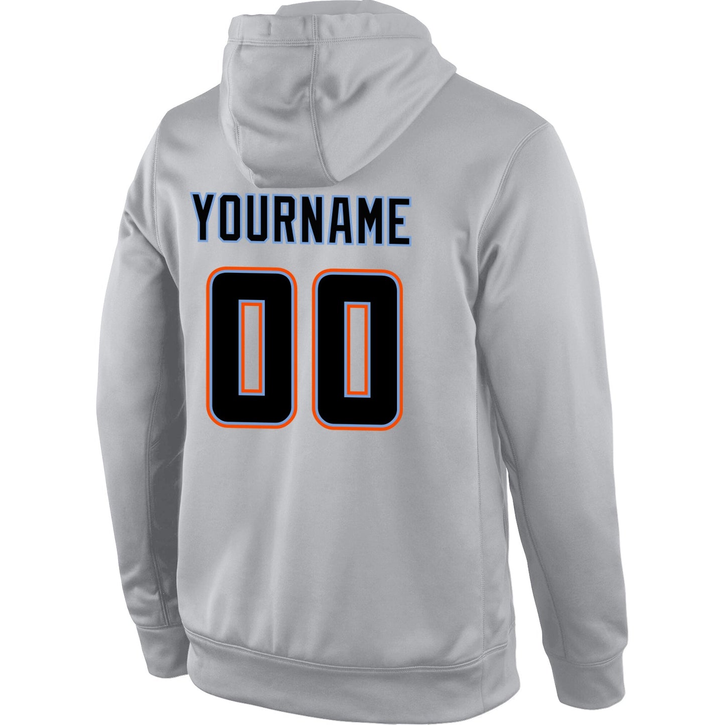 Custom Stitched Gray Black-Orange Sports Pullover Sweatshirt Hoodie view 3