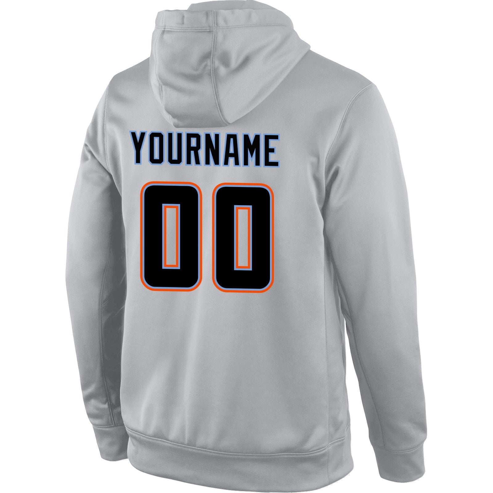 Custom Stitched Gray Black-Orange Sports Pullover Sweatshirt Hoodie view 3