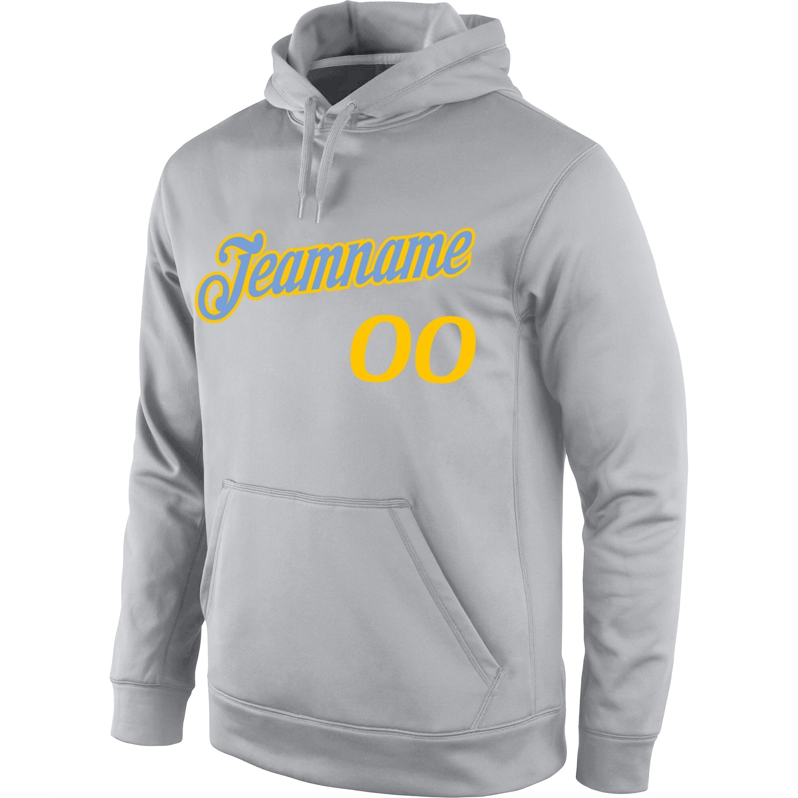 Custom Stitched Gray Gold Sports Pullover Sweatshirt Hoodie view 2