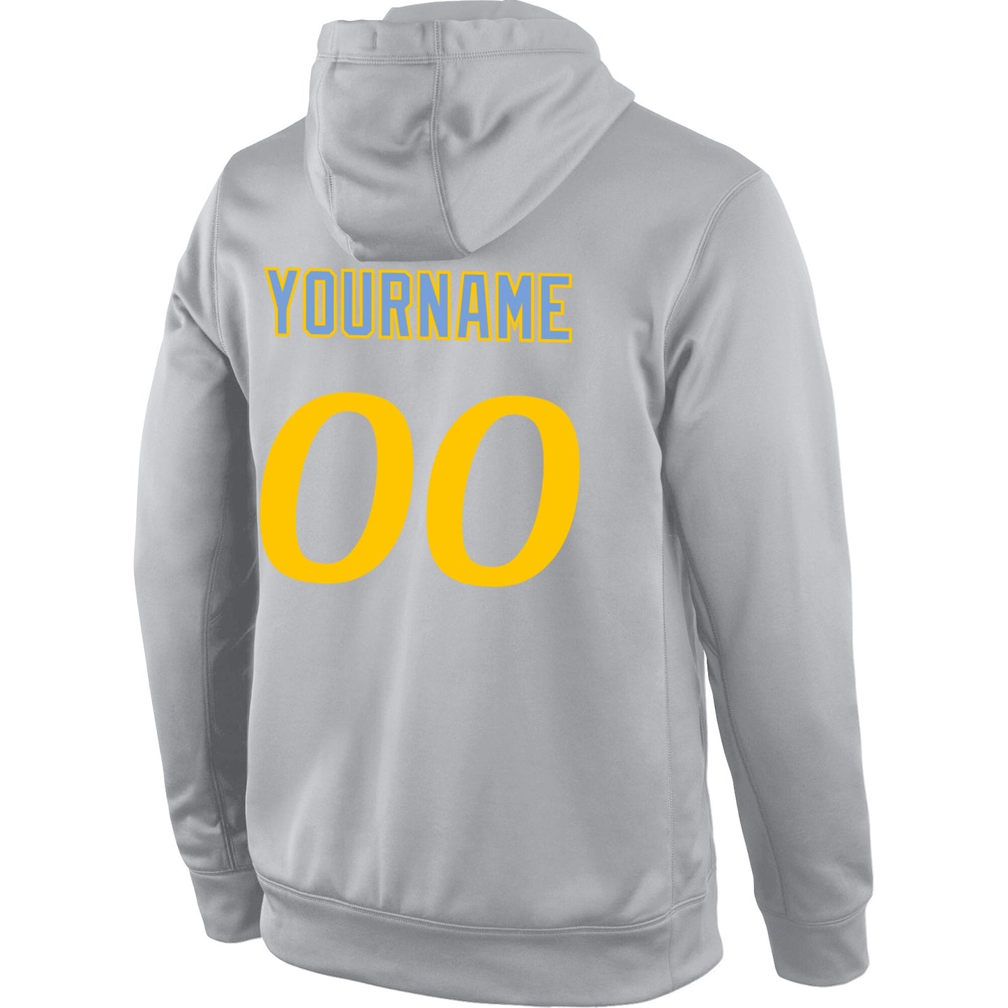 Custom Stitched Gray Gold Sports Pullover Sweatshirt Hoodie view 3