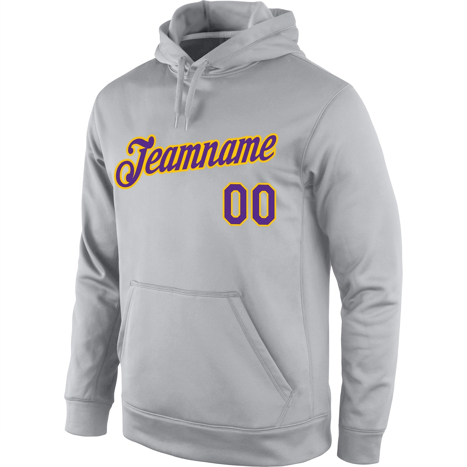 Custom Stitched Gray Purple-Gold Sports Pullover Sweatshirt Hoodie view 2
