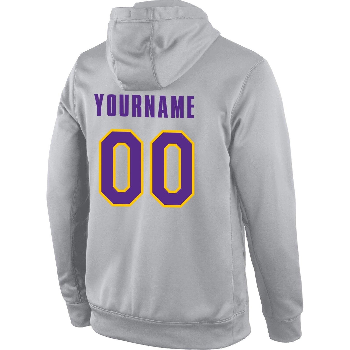 Custom Stitched Gray Purple-Gold Sports Pullover Sweatshirt Hoodie view 3