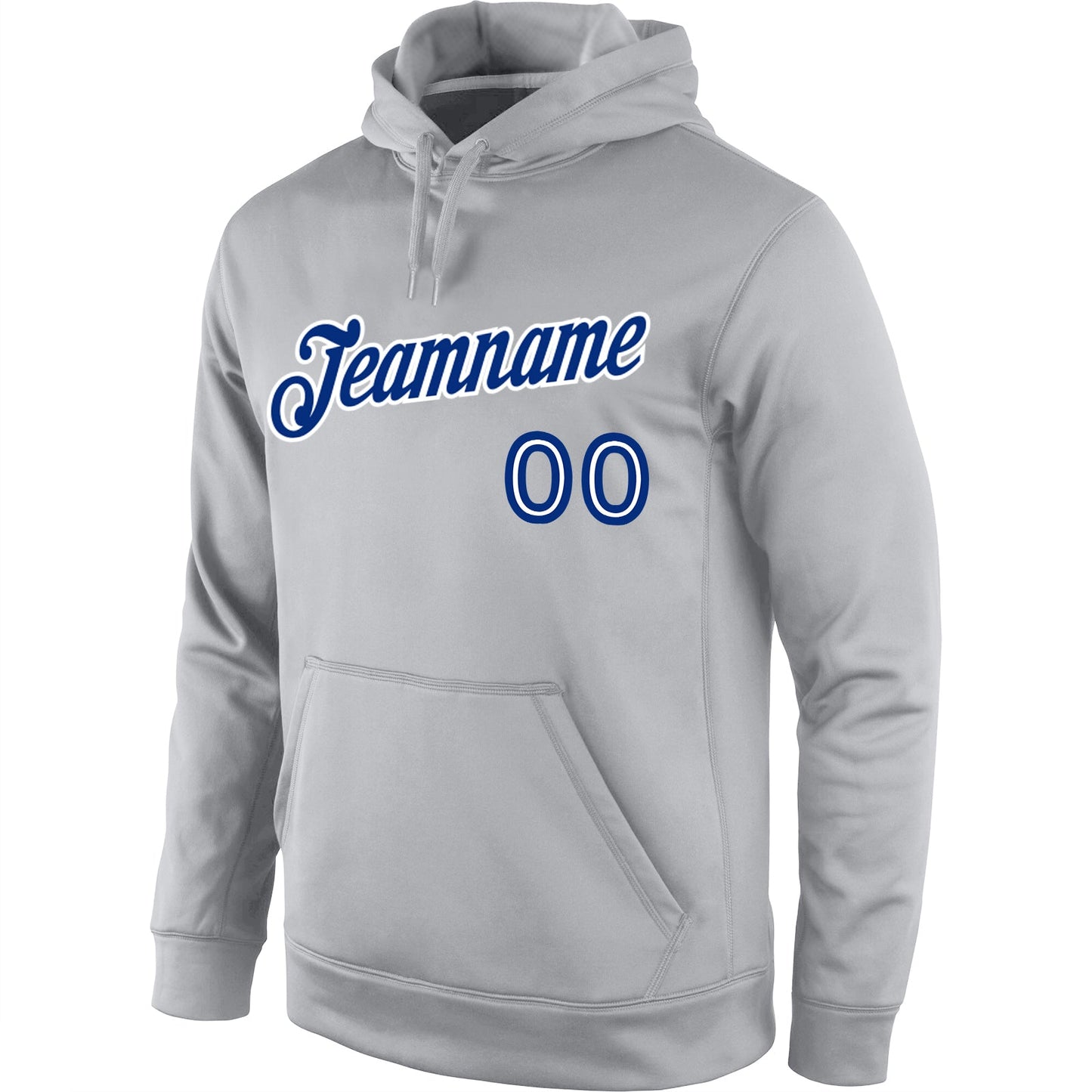Custom Stitched Gray Royal-White Sports Pullover Sweatshirt Hoodie view 2