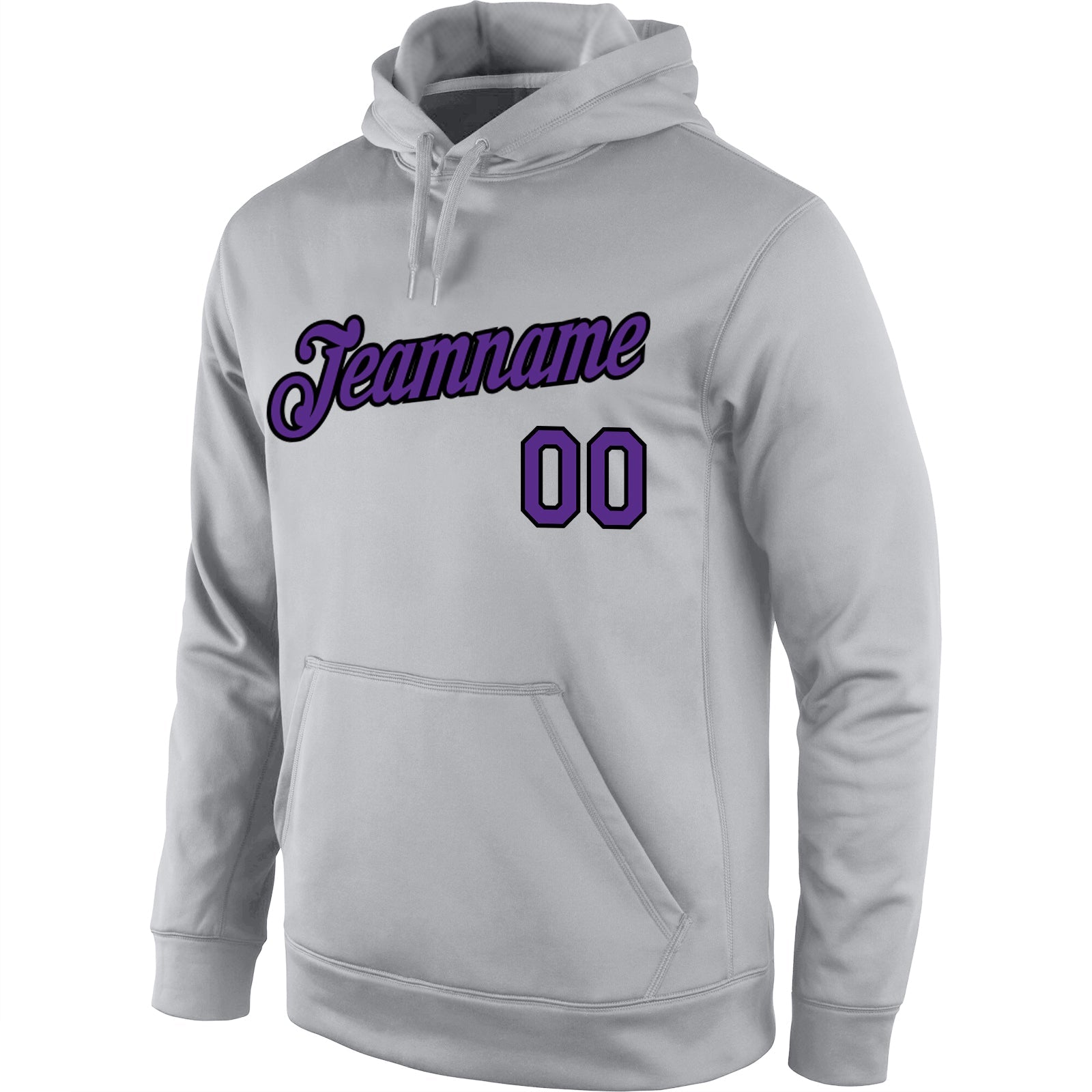 Custom Stitched Gray Purple-Black Sports Pullover Sweatshirt Hoodie view 2