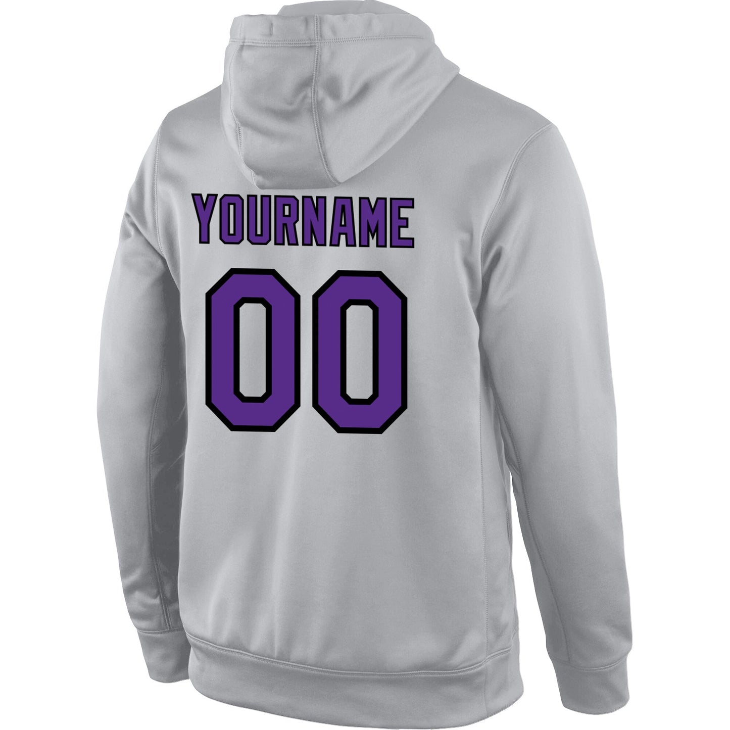 Custom Stitched Gray Purple-Black Sports Pullover Sweatshirt Hoodie view 3