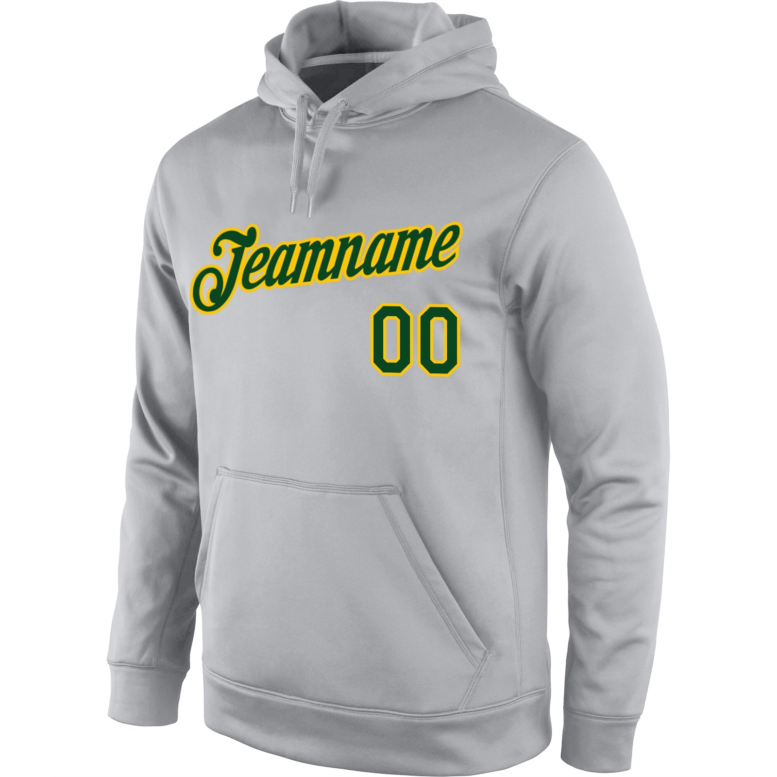 Custom Stitched Gray Green-Gold Sports Pullover Sweatshirt Hoodie view 2