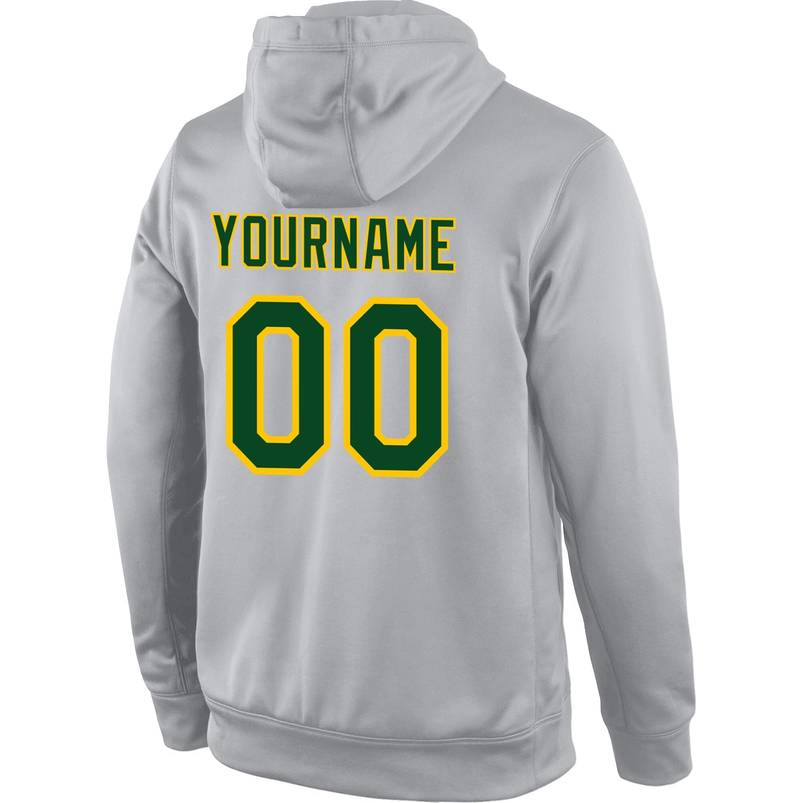 Custom Stitched Gray Green-Gold Sports Pullover Sweatshirt Hoodie view 3