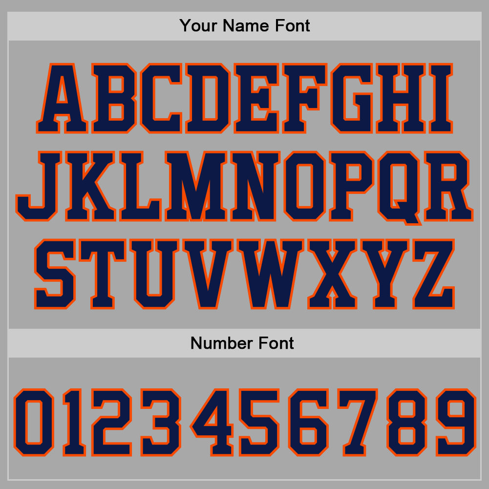 Custom Stitched Gray Navy-Orange Sports Pullover Sweatshirt Hoodie view 5
