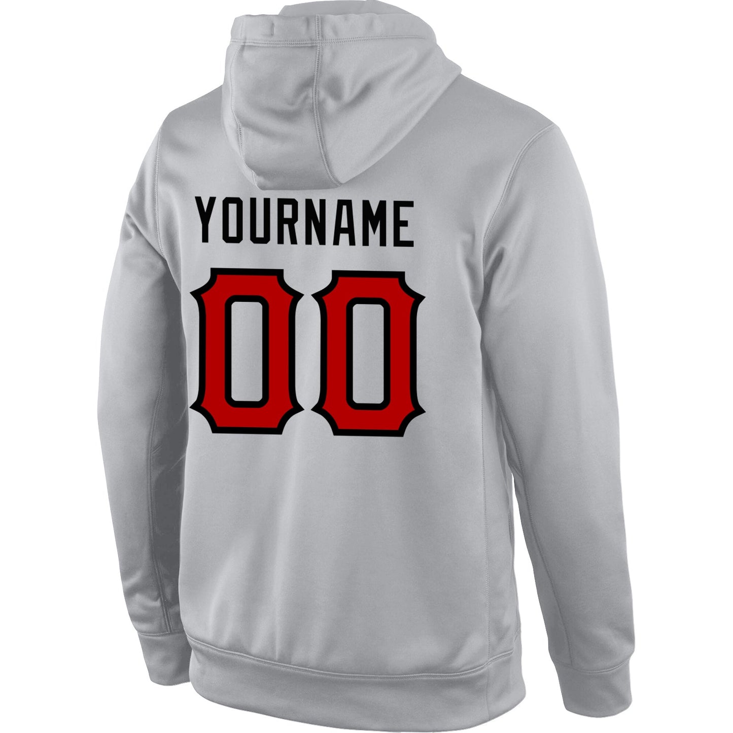 Custom Stitched Gray Red-Black Sports Pullover Sweatshirt Hoodie view 3