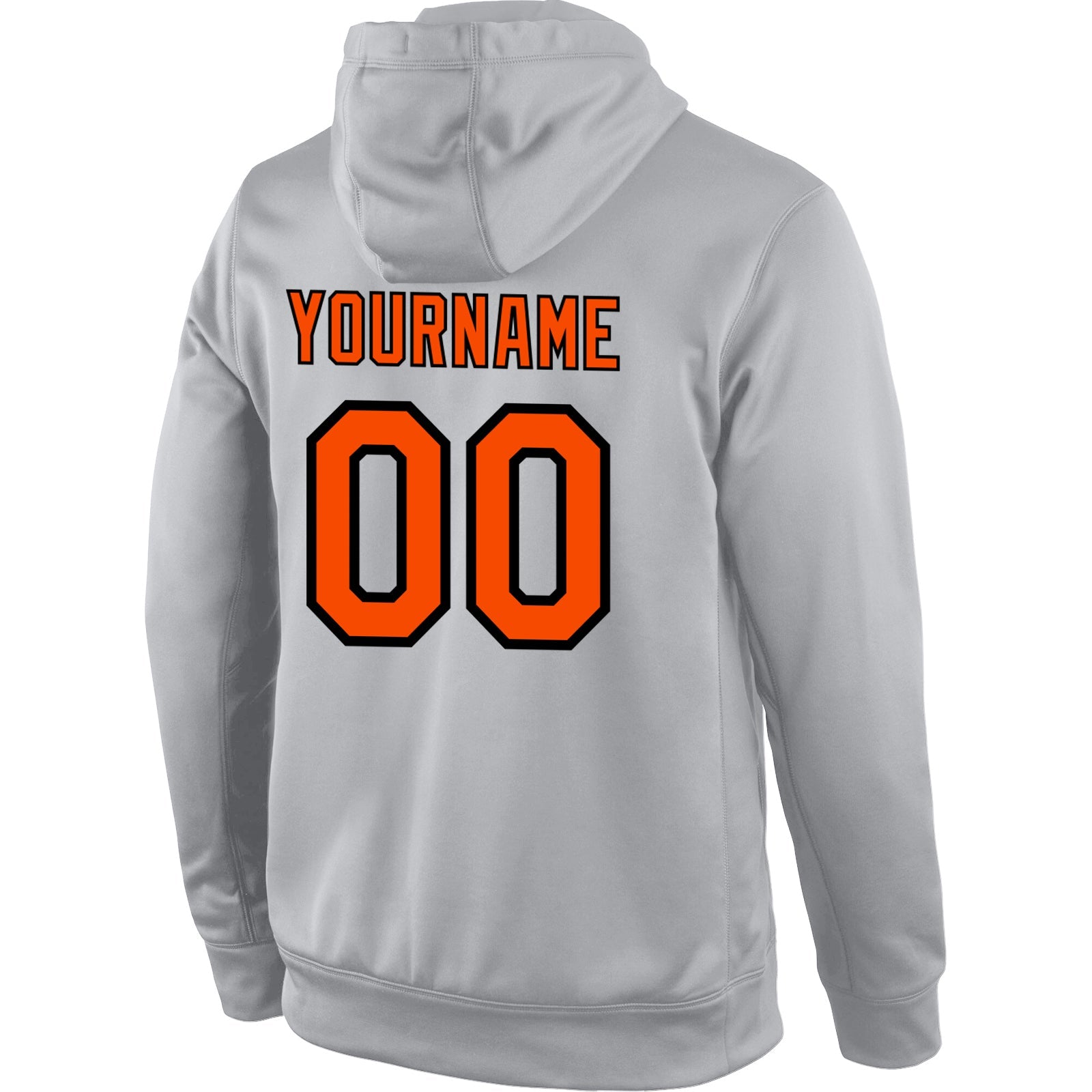 Custom Stitched Gray Orange-Black Sports Pullover Sweatshirt Hoodie view 3