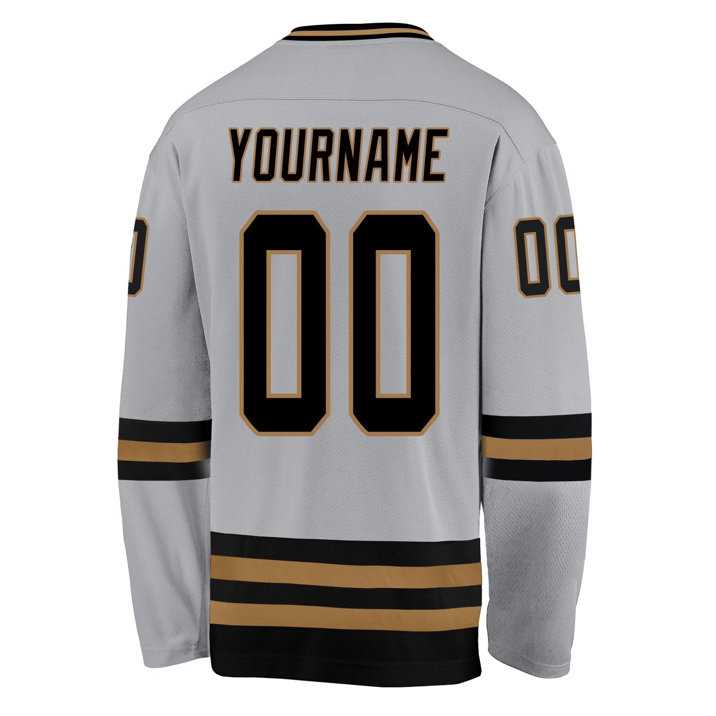 Custom Gray Black-Old Gold Hockey Jersey view 3