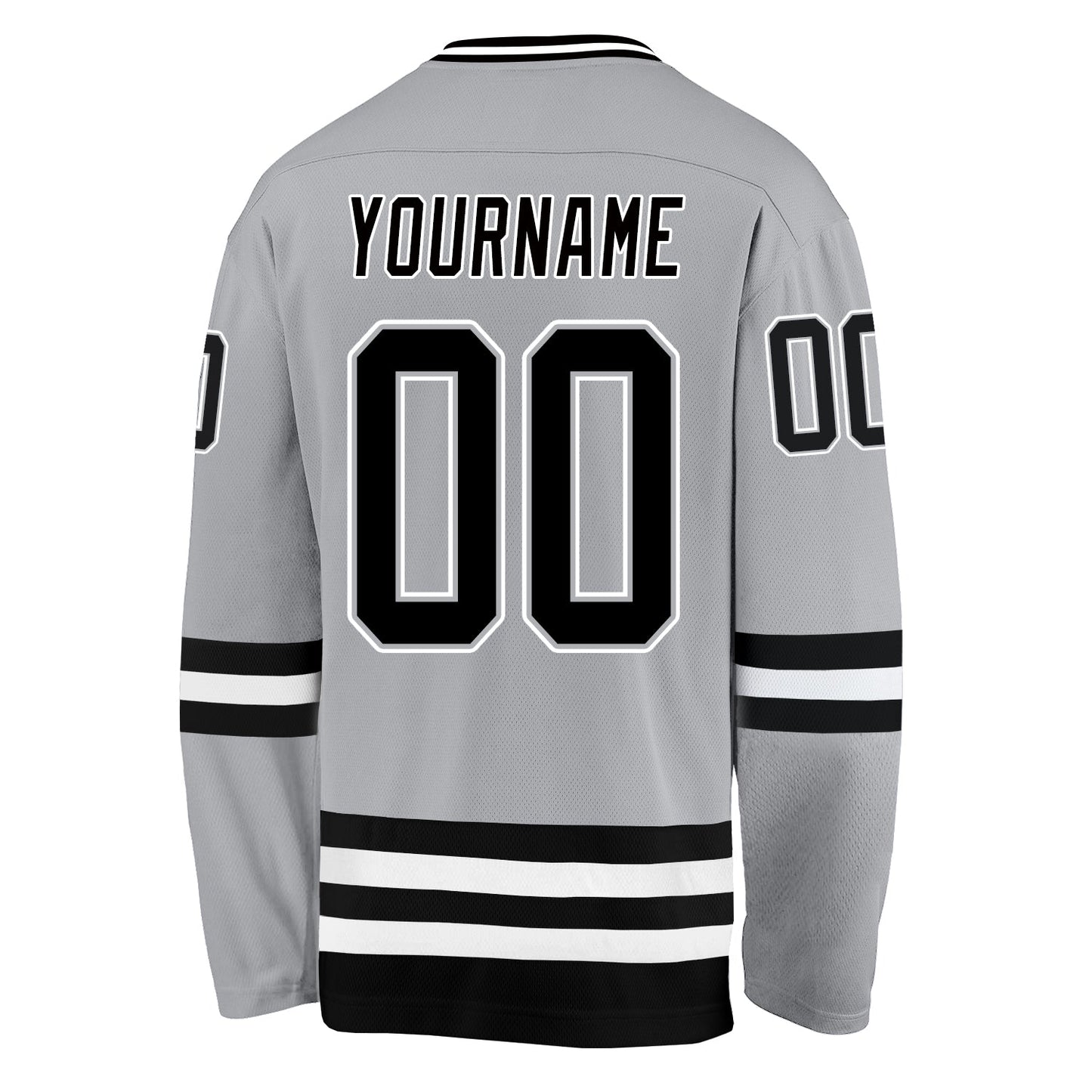 Custom Gray Black-White Hockey Jersey view 3