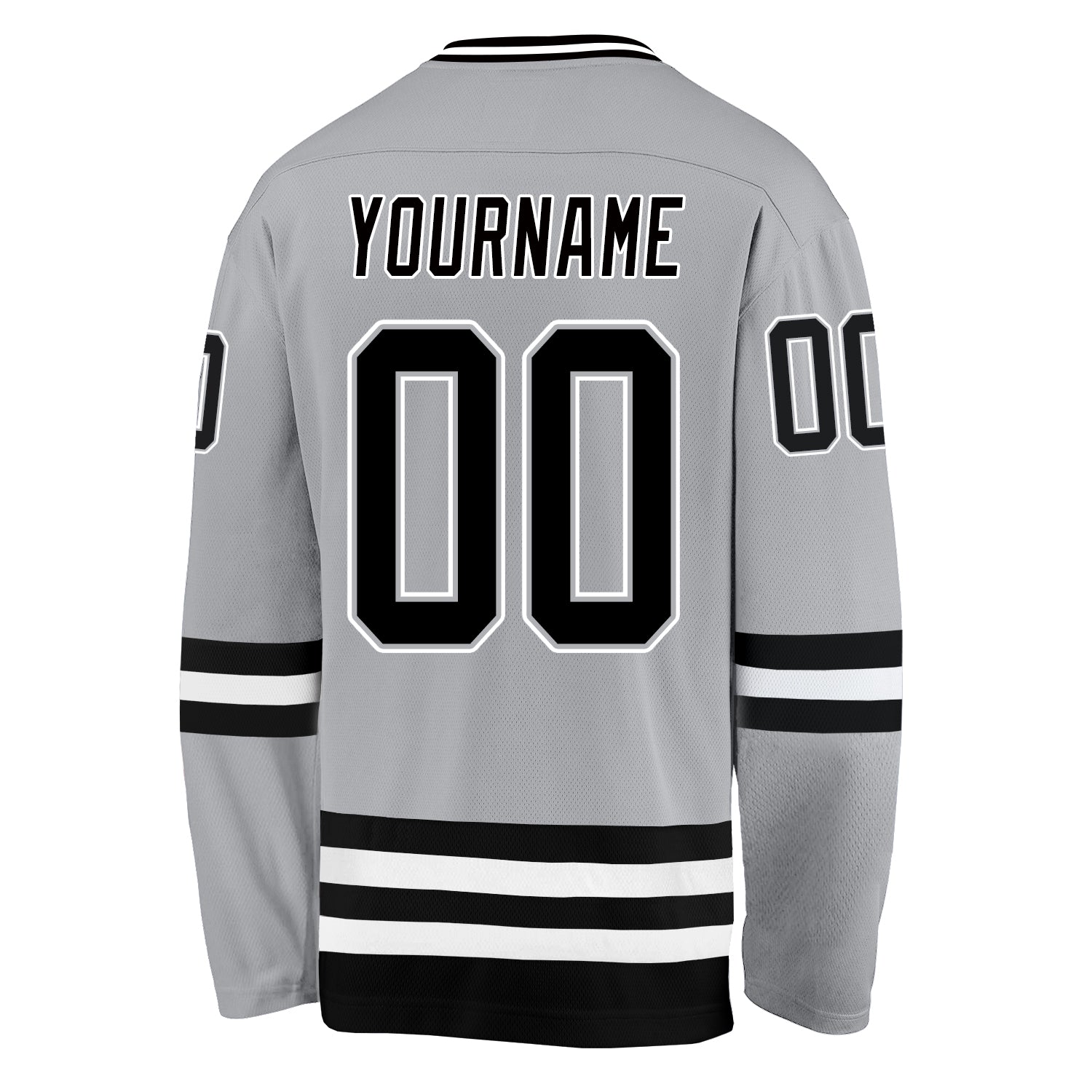 Custom Gray Black-White Hockey Jersey view 3