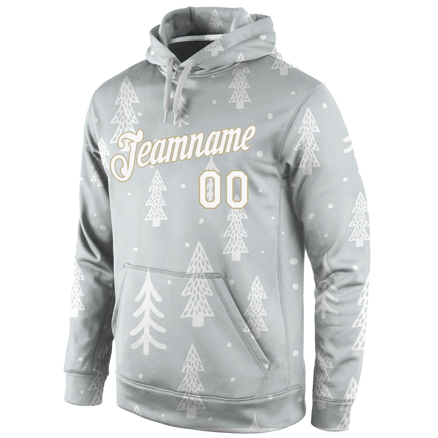 Custom Stitched Gray White-Old Gold Christmas 3D Sports Pullover Sweatshirt Hoodie view 2