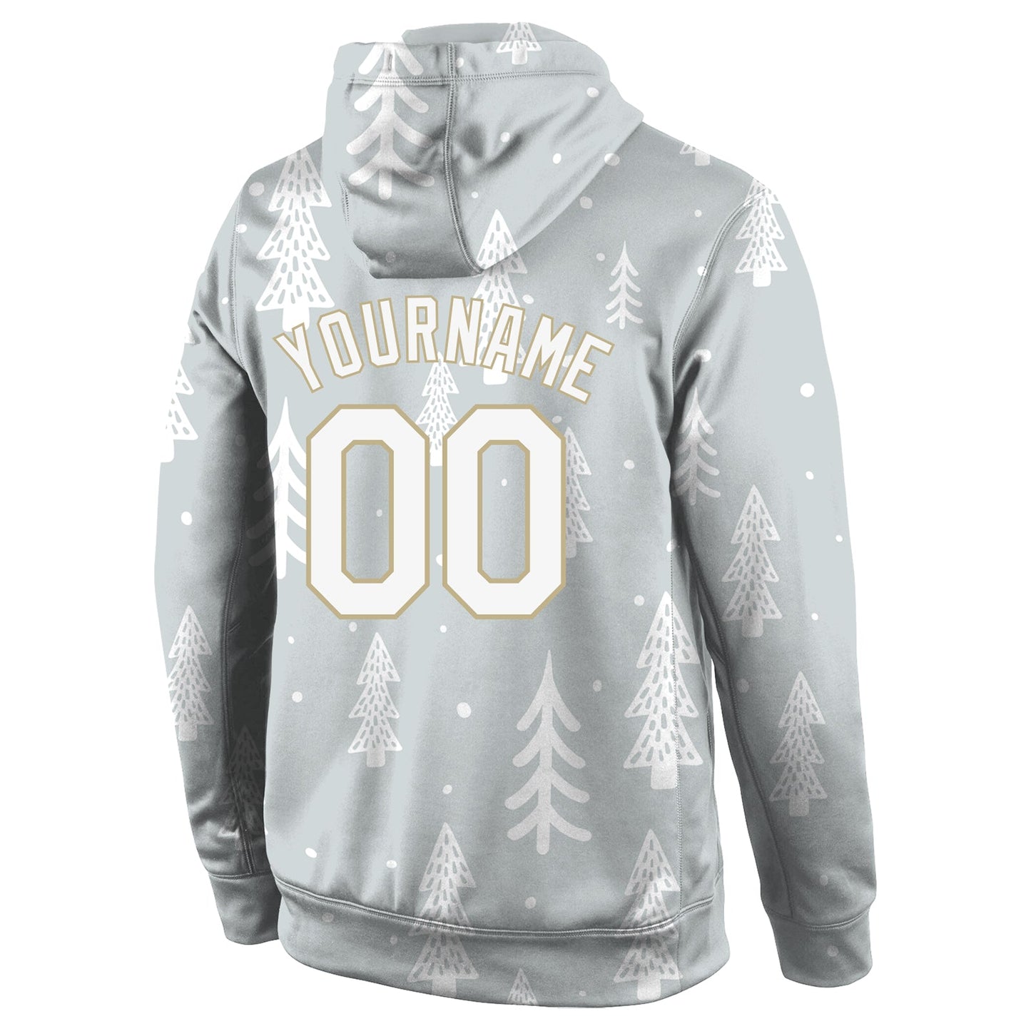 Custom Stitched Gray White-Old Gold Christmas 3D Sports Pullover Sweatshirt Hoodie view 3