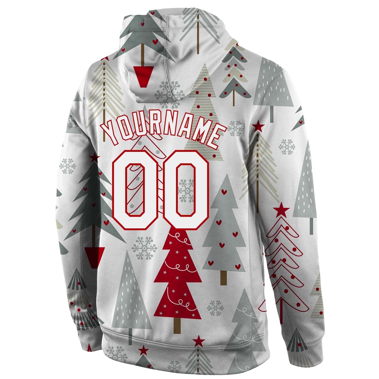 Custom Stitched Gray White-Red Christmas 3D Sports Pullover Sweatshirt Hoodie view 3