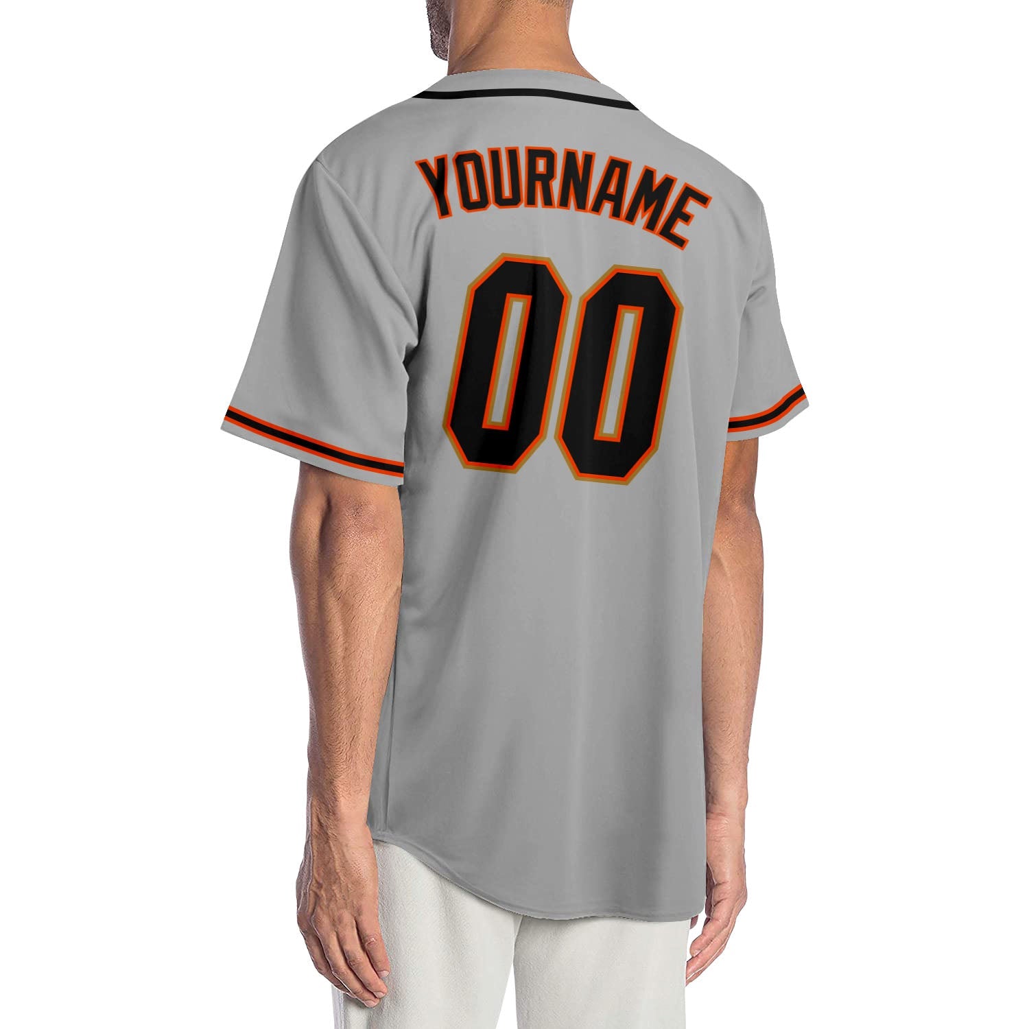 Custom Gray Black-Orange Authentic Baseball Jersey view 2