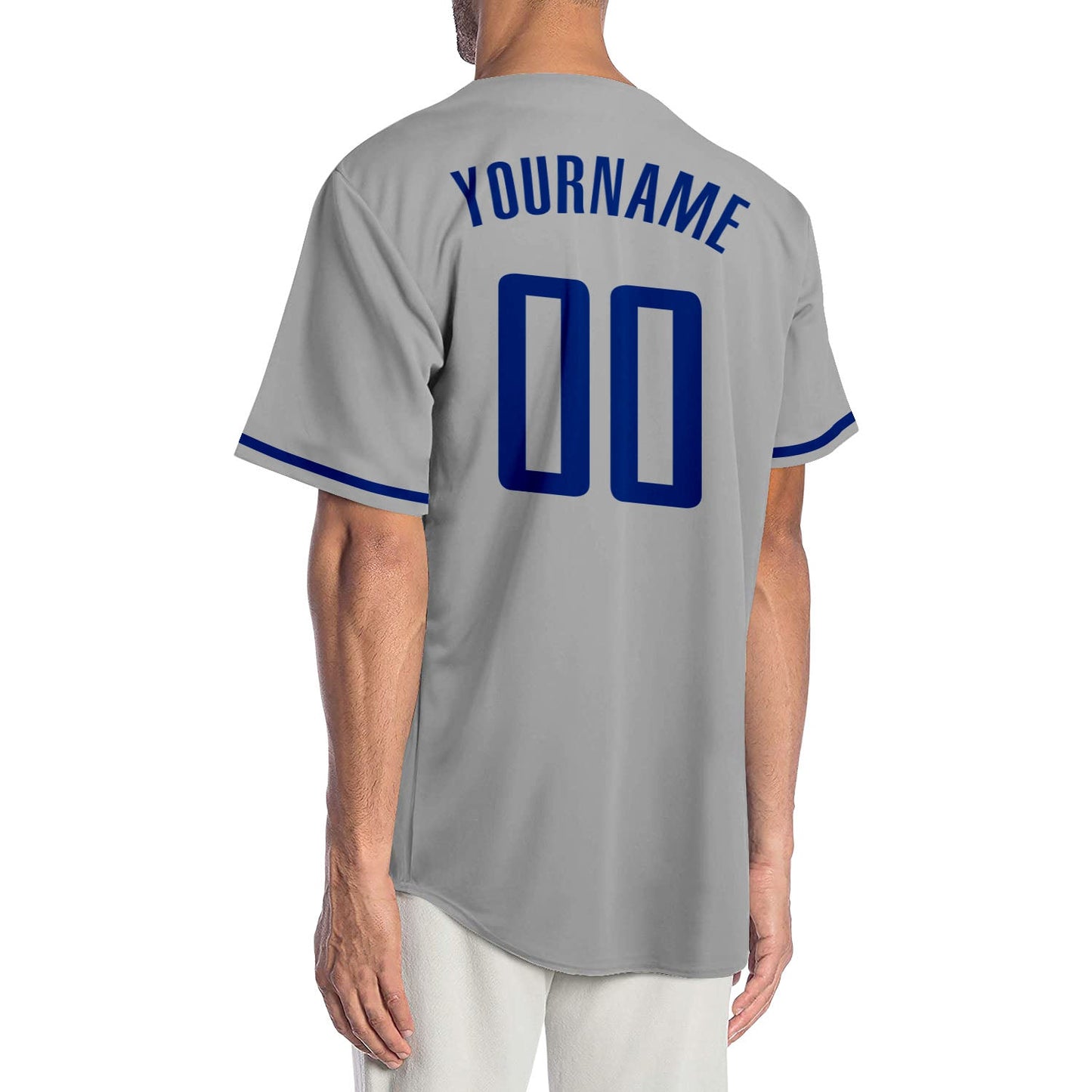 Custom Gray Royal-Red Authentic Baseball Jersey view 2