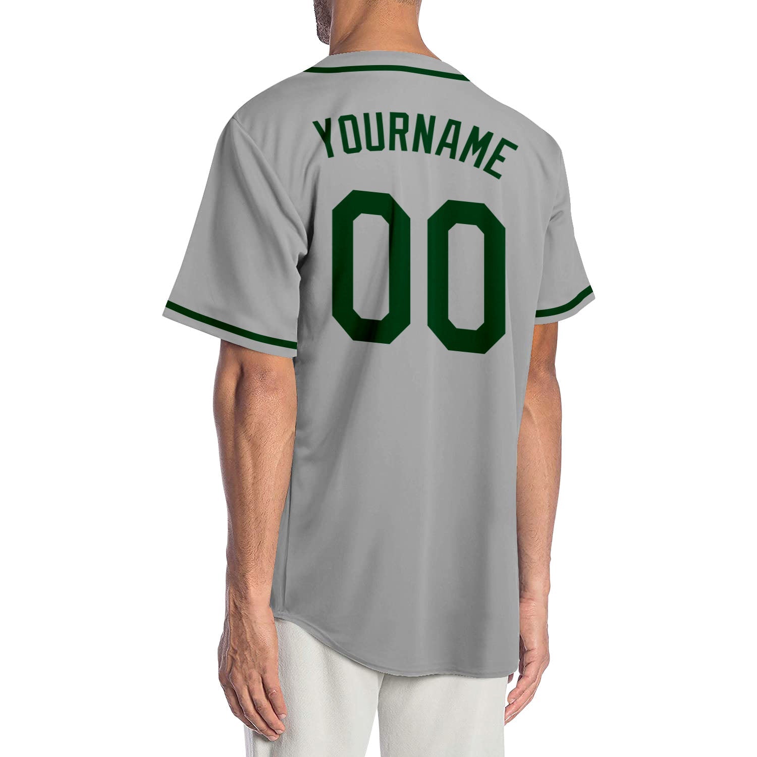 Custom Gray Green-Black Authentic Baseball Jersey view 2