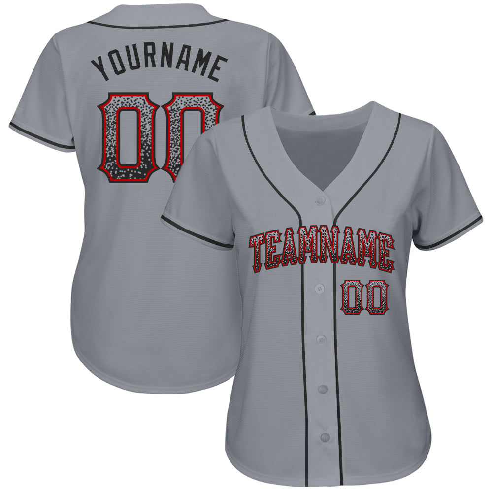 Custom Gray Black-Red Authentic Drift Fashion Baseball Jersey view 2