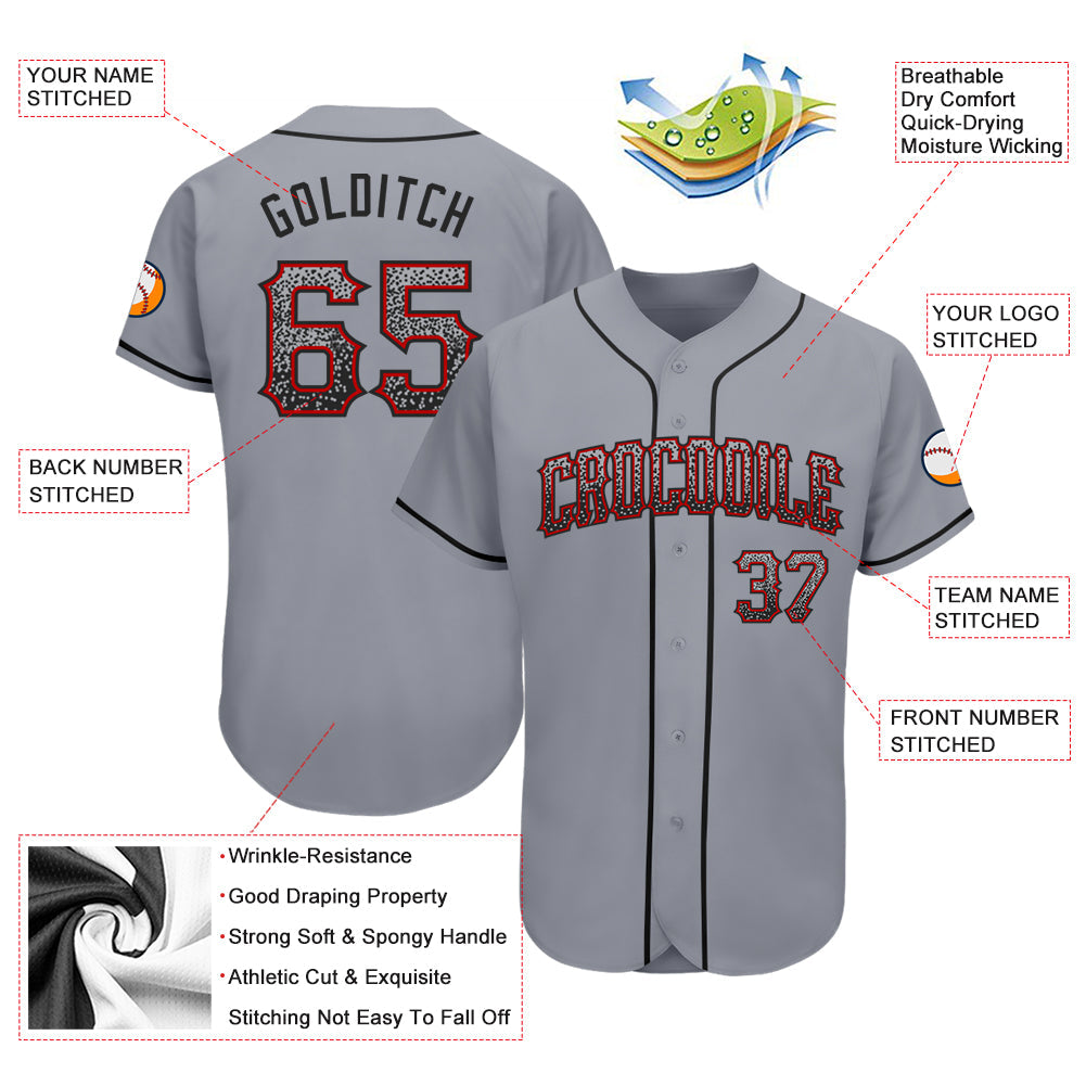 Custom Gray Black-Red Authentic Drift Fashion Baseball Jersey view 3