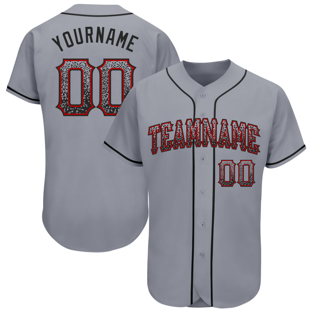 Custom Gray Black-Red Authentic Drift Fashion Baseball Jersey - Main View