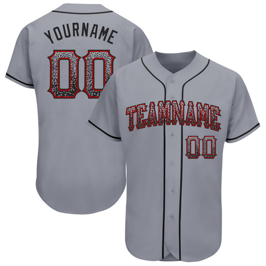 Custom Gray Black-Red Authentic Drift Fashion Baseball Jersey - Main View