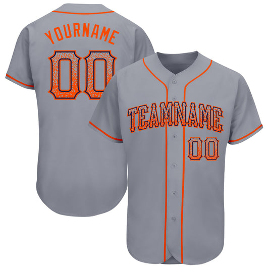 Custom Gray Orange-Navy Authentic Drift Fashion Baseball Jersey - Main View