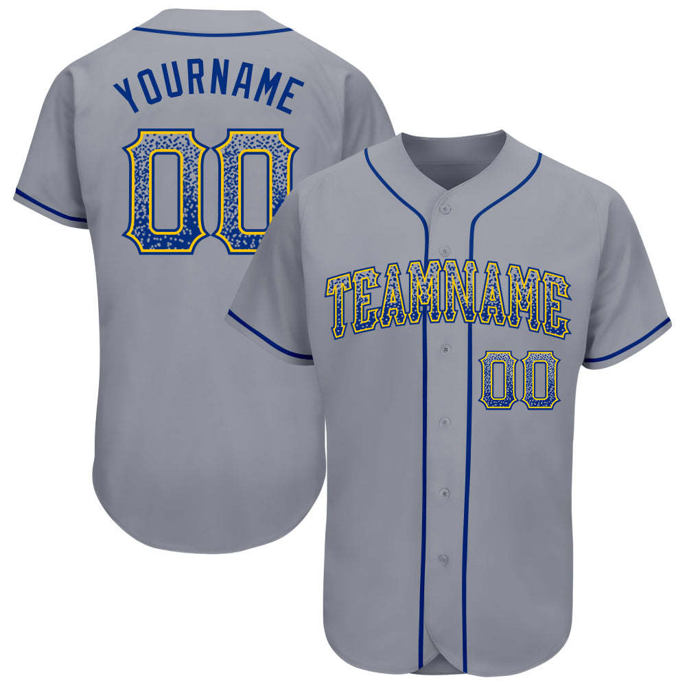 Custom Gray Royal-Gold Authentic Drift Fashion Baseball Jersey - Main View