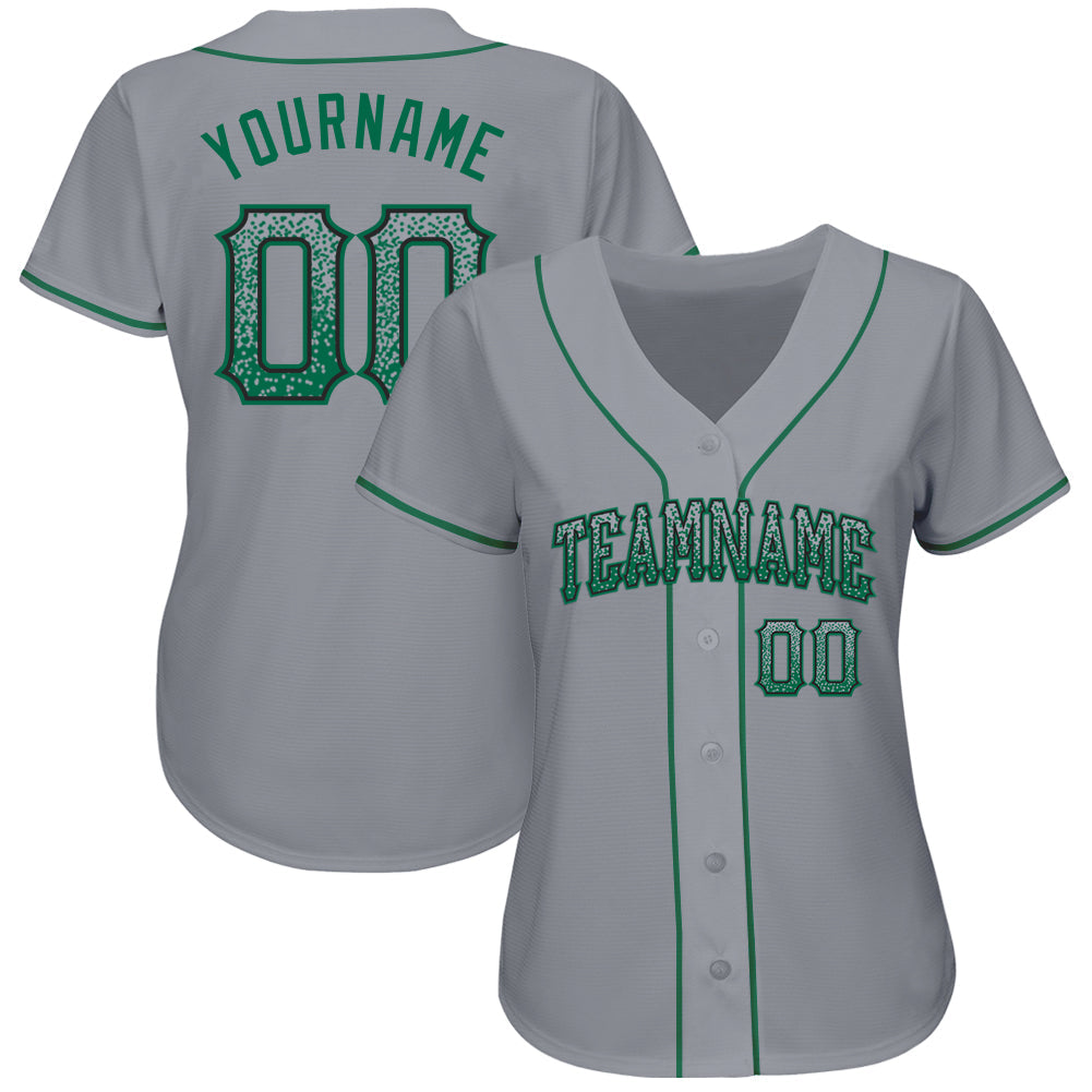 Custom Gray Kelly Green-Black Authentic Drift Fashion Baseball Jersey view 2